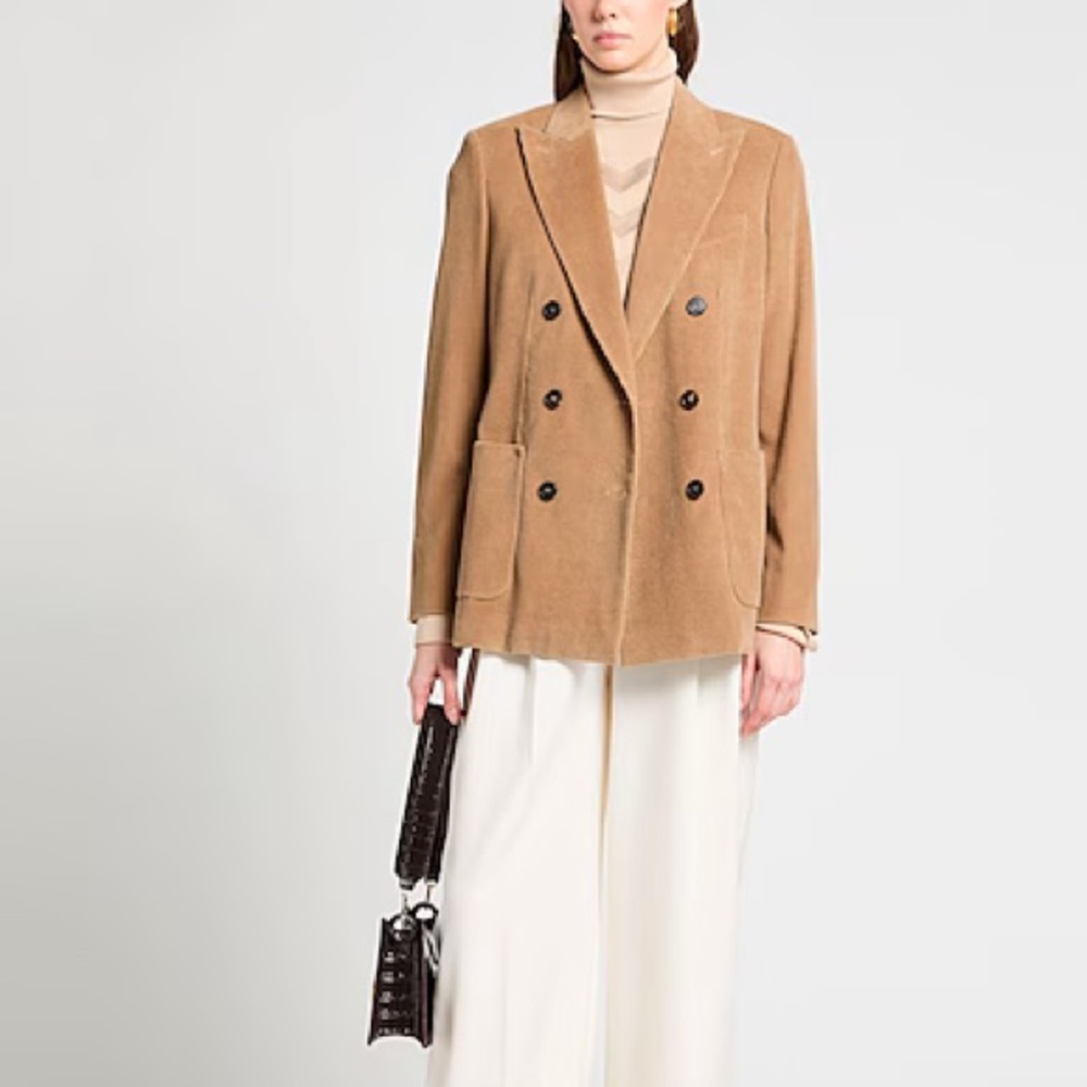 Max Mara Tan Double-Breasted Blazer Size 8